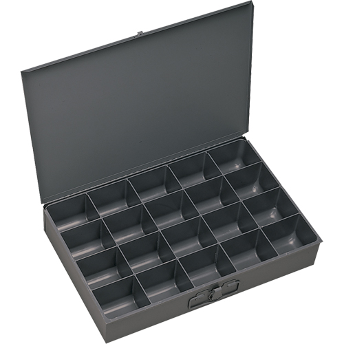 Boîtes &agrave; fond courb&eacute;, Acier, 20 compartiments, 13-3/8" la x 9-1/4" p, 2" h, Gris Sécurité Médic