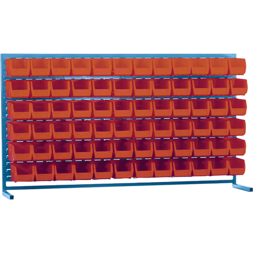 Louvered Rack with Bins, 72 Bins, 72" W x 15" D x 40" H Sécurité Médic