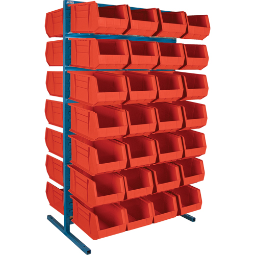 Support stationnaire deux c&ocirc;t&eacute;s pour bacs, 36" la x 24" p x 61" h, 56 bacs Sécurité Médic