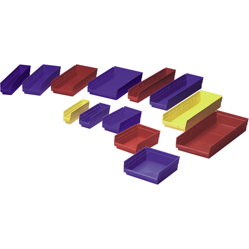 Shelf Bins, 8-3/8" W x 4" H x 11-5/8" D, Blue, 30 lbs. Capacity Sécurité Médic