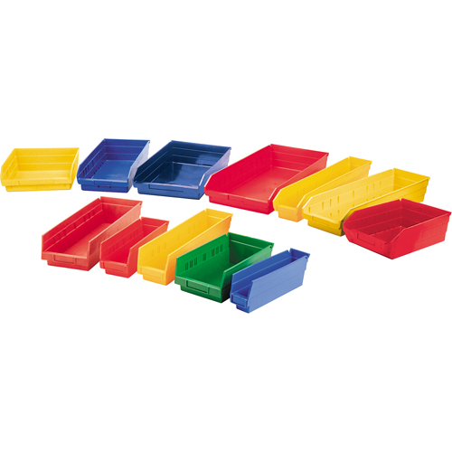Shelf Bins, 11-1/8" W x 4" H x 11-5/8" D, Yellow, 30 lbs. Capacity Sécurité Médic