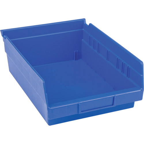 Plastic Shelf Bins, 8-3/8" W x 4" H x 11-5/8" D, Blue, 15 lbs. Capacity Sécurité Médic