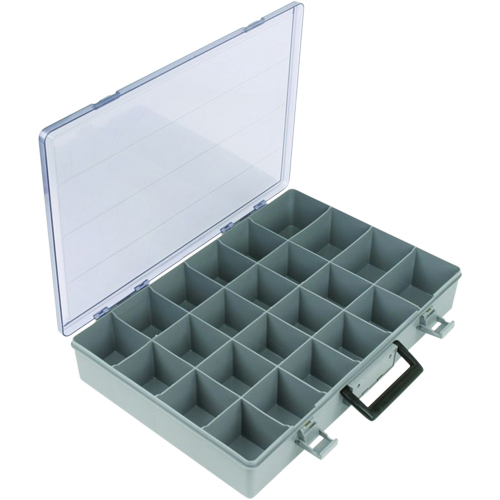 Boîte &agrave; compartiments, Plastique, 24 compartiments, 15-1/2" la x 11-3/4" p, 2-1/2" h, Gris Sécurité Médic