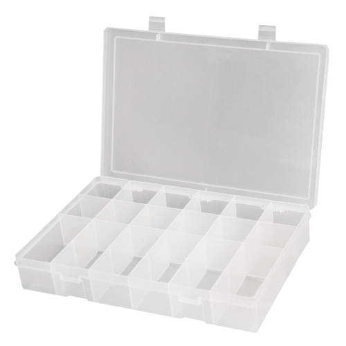Compact Polypropylene Compartment Cases, 11" W x 6-3/4" D x 1-3/4" H, 18 Compartments Sécurité Médic