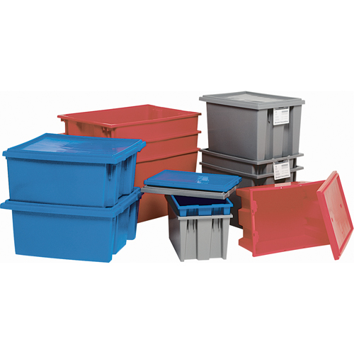 Stack & Nest Totes, 15" x 29.5" x 19.5", Blue Sécurité Médic