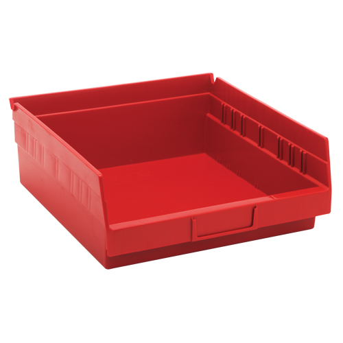 Shelf Bins, 11-1/8" W x 4" H x 11-5/8" D, Red, 30 lbs. Capacity Sécurité Médic