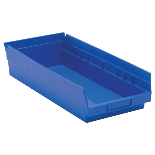 Shelf Bins, 8-3/8" W x 4" H x 17-7/8" D, Blue, 40 lbs. Capacity Sécurité Médic