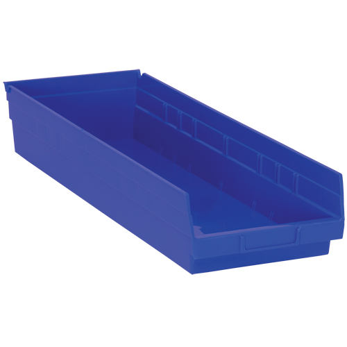 Bacs de rangement pour tablettes, 8-3/8" la x 4" H x 23-5/8" p, Bleu, Capacit&eacute; 50 lb Sécurité Médic