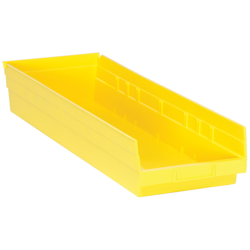 Shelf Bins, 8-3/8" W x 4" H x 23-5/8" D, Yellow, 50 lbs. Capacity Sécurité Médic