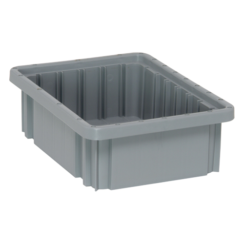 Divider Box&reg; Containers, Plastic, 10.9" W x 8.3" D x 3.5" H, Grey Sécurité Médic