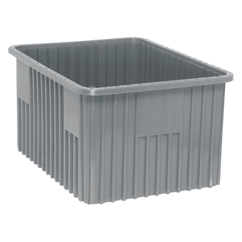 Divider Box&reg; Containers, Plastic, 22.5" W x 17.5" D x 12" H, Grey Sécurité Médic