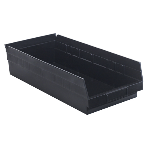 Economy Shelf Bin, 8-3/8" W x 4" H x 17-7/8" D, Black Sécurité Médic