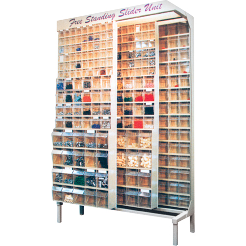 SYST&egrave;ME COULISSANT A/56BACS16"PX74"HX48"LA, 48" la x 18" p x 77" h, 56 bacs Sécurité Médic