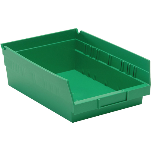 Shelf Bins, 8-3/8" W x 4" H x 11-5/8" D, Green, 30 lbs. Capacity Sécurité Médic