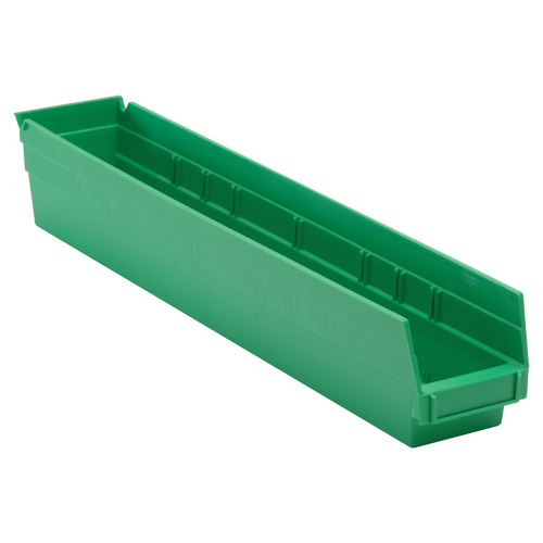 Bac pour &eacute;tag&egrave;re &eacute;conomique, 4-1/8" la, 4" h x 23-5/8" p, Vert Sécurité Médic
