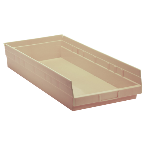 Economy Shelf Bin, 11-1/8" W x 4" H x 23-5/8" D, Ivory, 60 lbs. Capacity Sécurité Médic