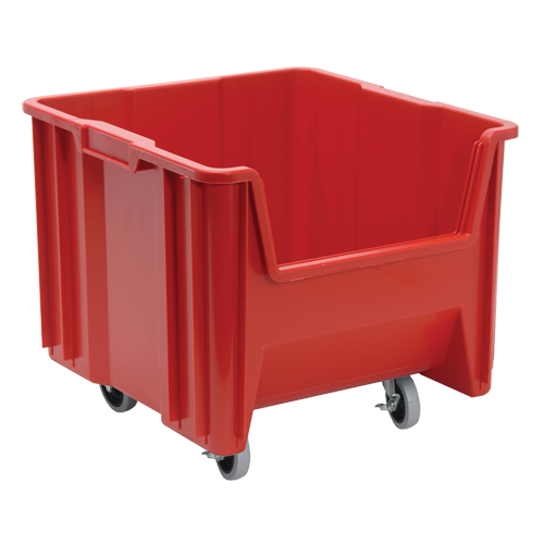 Bac g&eacute;ant mobile empilable, 12-1/2" ha x 16-1/2" la x 17-1/2" p, Capacit&eacute; de 250 lb, Rouge Sécurité Médic