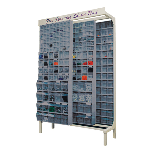 Free-Standing Tip-Out Bins Slider System, 48" W x 18" D x 77" H, 180 Drawers Sécurité Médic