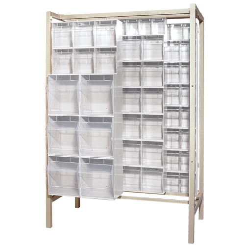 Syst&egrave;me de stockage &agrave; glissi&egrave;re &agrave; bacs basculants autonome, 51-1/4" la x 26" p x 77" h, 101 tiroirs Sécurité Médic