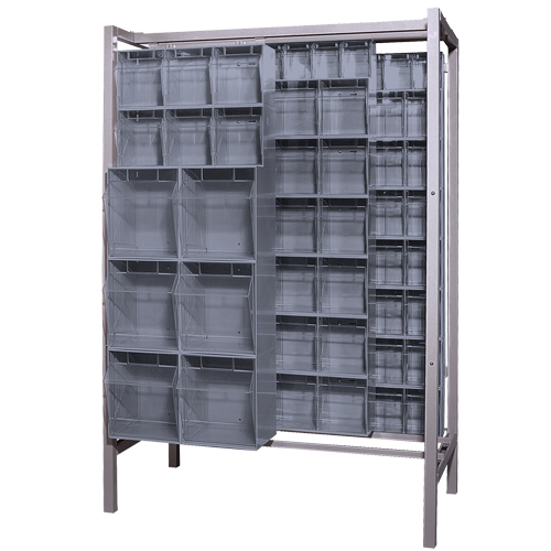 Syst&egrave;me de stockage &agrave; glissi&egrave;re &agrave; bacs basculants autonome, 51-1/4" la x 26" p x 77" h, 101 tiroirs Sécurité Médic