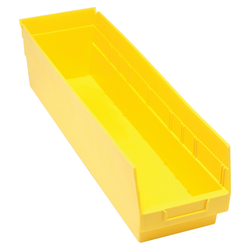 Bacs en plastique pour &eacute;tag&egrave;res Store More, 6-5/8" la x 6" H x 23-5/8" p, Jaune, Capacit&eacute; 90 lb Sécurité Médic