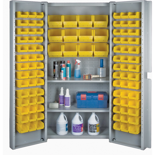 Deep Door Combination Bin Cabinets, 38" W x 24" D x 72" H, Grey Sécurité Médic