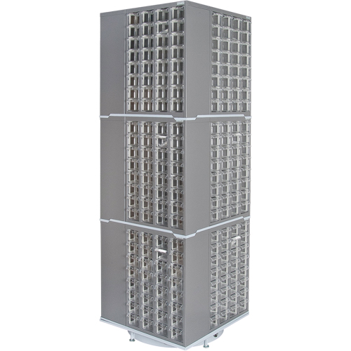 Heavy-Duty Industrial Carousel Drawer Cabinet, Steel, 384 Drawers, 27" W x 27" D x 80" H, Grey Sécurité Médic