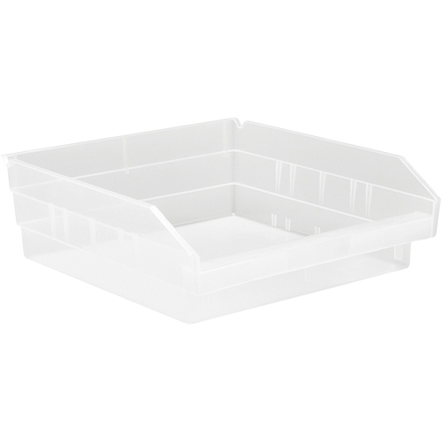 Bacs de rangement pour tablettes, 11-1/8" la x 4" H x 11-5/8" p, Transparent, Capacit&eacute; 30 lb Sécurité Médic