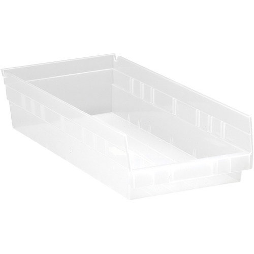 Shelf Bins, 8-3/8" W x 4" H x 17-7/8" D, Clear, 40 lbs. Capacity Sécurité Médic