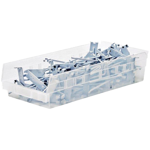 Shelf Bins, 6-5/8" W x 4" H x 23-5/8" D, Clear, 50 lbs. Capacity Sécurité Médic