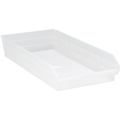 Shelf Bins, 11-1/8" W x 4" H x 23-5/8" D, Clear, 50 lbs. Capacity Sécurité Médic