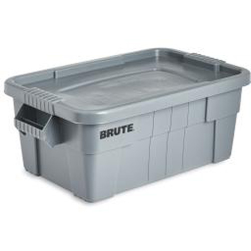 Bac de stockage Brute avec couvercle, 27,88” p x 16,5” la x 10,7" h, Capacit&eacute; 112 lb, Gris Sécurité Médic