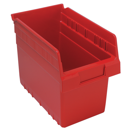 Store-Max Shelf Bins, 6-5/8" W x 8" H x 11-5/8" D, Red, 44 lbs. Capacity Sécurité Médic