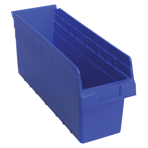 Store-Max Shelf Bins, 6-5/8" W x 8" H x 17-7/8" D, Blue, 56 lbs. Capacity Sécurité Médic