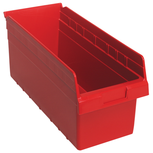 Store-Max Shelf Bins, 8-3/8" W x 8" H x 17-7/8" D, Red, 56 lbs. Capacity Sécurité Médic