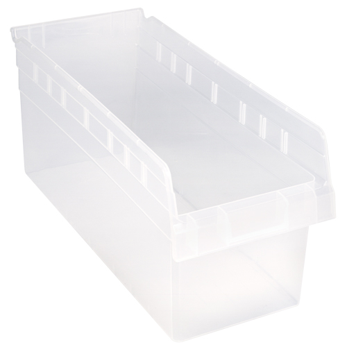 Store-Max Shelf Bins, 8-3/8" W x 8" H x 17-7/8" D, Clear, 56 lbs. Capacity Sécurité Médic