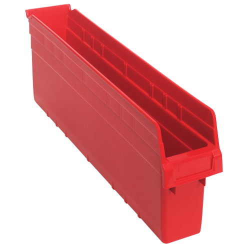 Store-Max Shelf Bins, 4-3/8" W x 8" H x 23-5/8" D, Red, 68 lbs. Capacity Sécurité Médic