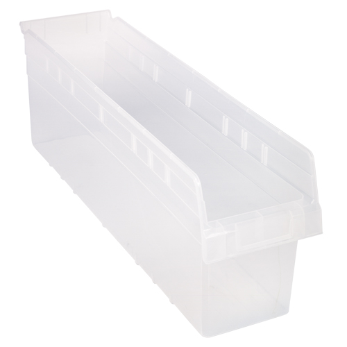 Store-Max Shelf Bins, 6-5/8" W x 8" H x 23-5/8" D, Clear, 68 lbs. Capacity Sécurité Médic