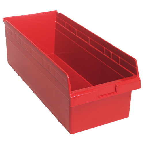 Store-Max Shelf Bins, 11-1/8" W x 8" H x 23-5/8" D, Red, 68 lbs. Capacity Sécurité Médic