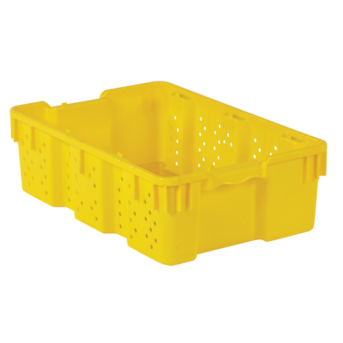 Agricultural Plastic Stack-N-Nest Container, 16" x 23.9" x 7.3", Yellow Sécurité Médic