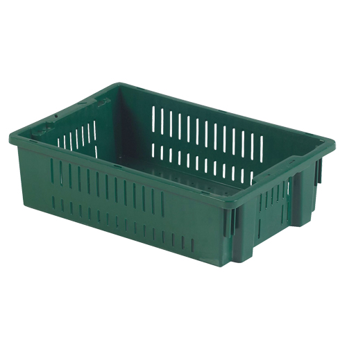 Contenant en plastique empilable Stack-N-Nest pour l'agriculture, 13,1" x 19,7" x 5,6", Vert Sécurité Médic
