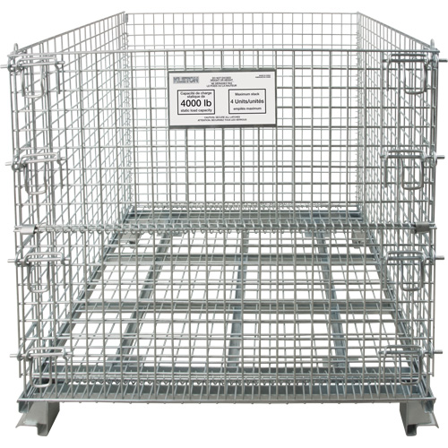 Conteneur repliable en m&eacute;tal grillag&eacute;, 48" la x 40" p x 36" h, Capacit&eacute; de 4000 lb Sécurité Médic