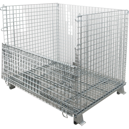 Conteneur repliable en m&eacute;tal grillag&eacute;, 48" la x 40" p x 36" h, Capacit&eacute; de 4000 lb Sécurité Médic