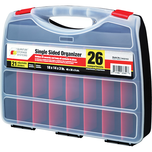 Plastic Compartment Box, 14" W x 18" D x 3" H, 26 Compartments Sécurité Médic