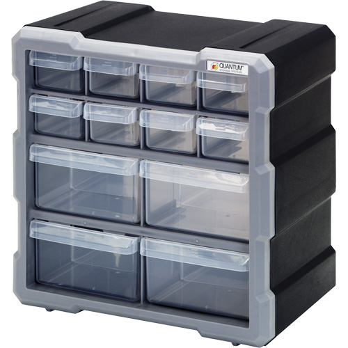 Drawer Cabinet, Plastic, 12 Drawers, 10-1/2" x 6-1/4" x 10-1/4", Black Sécurité Médic