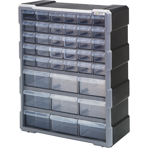 Armoire &agrave; tiroir, Plastique, 39 tiroirs, 15" x 6-1/4" x 18-3/4", Noir Sécurité Médic