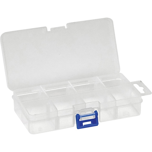 Plastic Compartment Box, 2.75" W x 5.5" D x 1.25" H, 8 Compartments Sécurité Médic