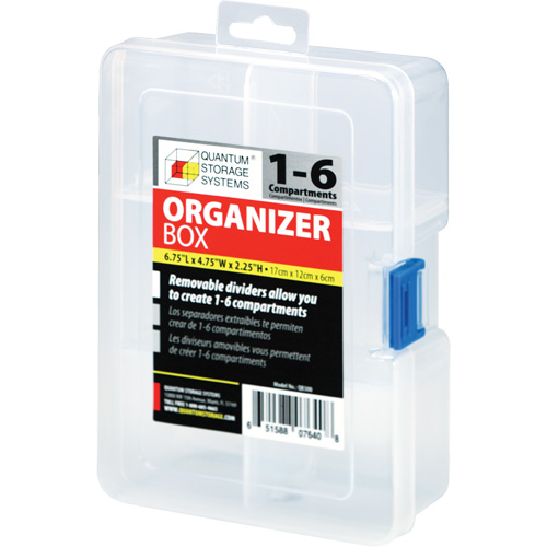 Plastic Compartment Box, 4.75" W x 6.75" D x 2.25" H, 6 Compartments Sécurité Médic