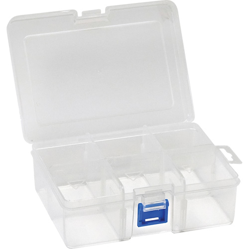 Plastic Compartment Box, 4.75" W x 6.75" D x 2.25" H, 6 Compartments Sécurité Médic