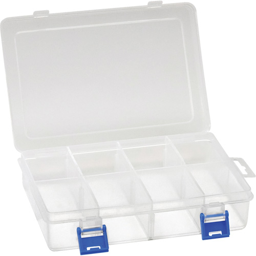Boîte &agrave; compartiments en plastique, 5,5" la x 7,75" p x 1,75" h, 8 compartiments Sécurité Médic